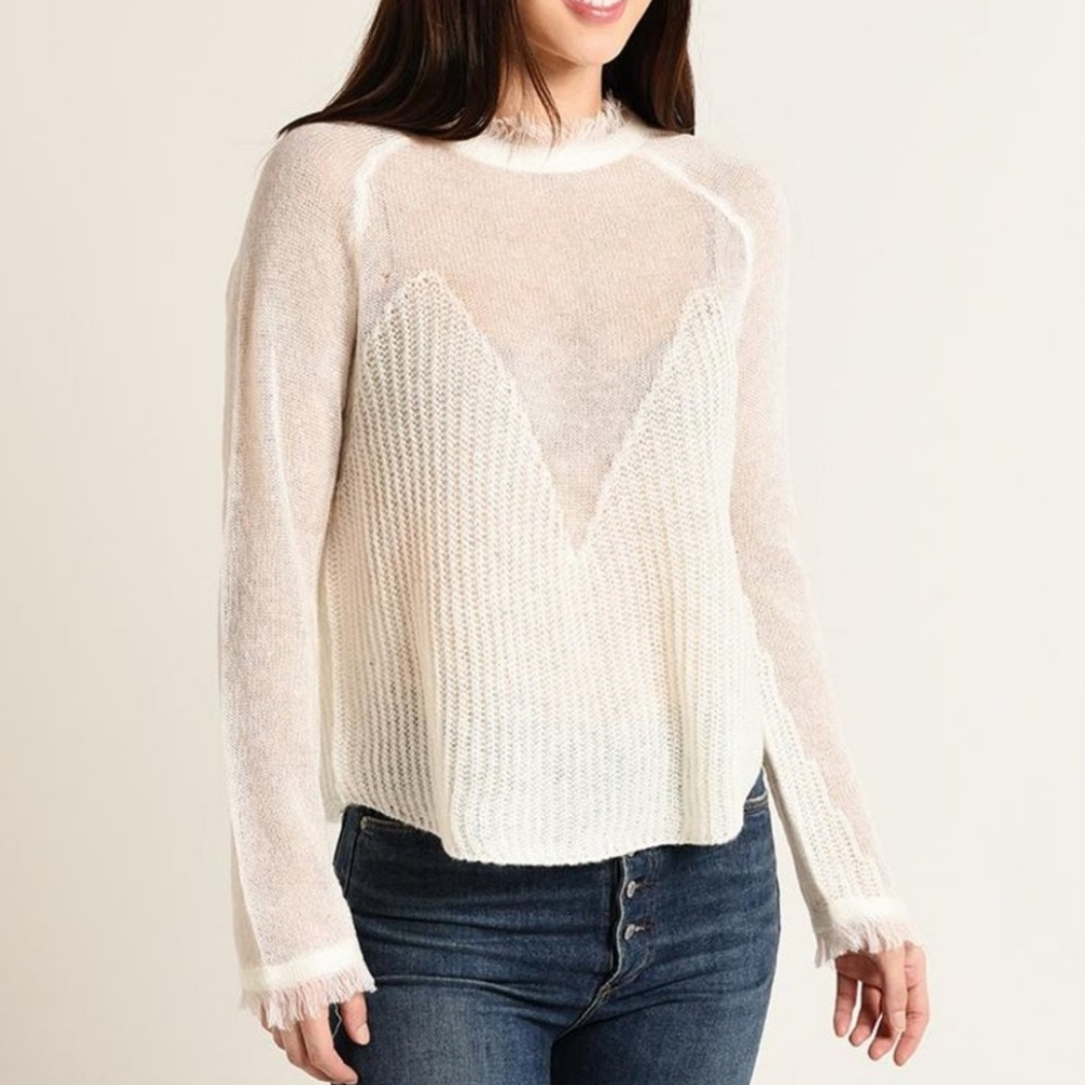 Moon River Sheer Sweater Knit in Cream